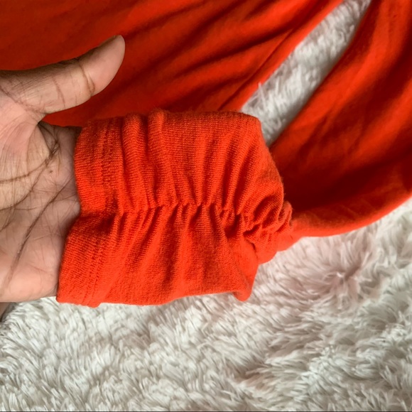 ❌SOLD❌Something Navy Orange Puff Shoulder Top Sz S - Picture 5 of 8